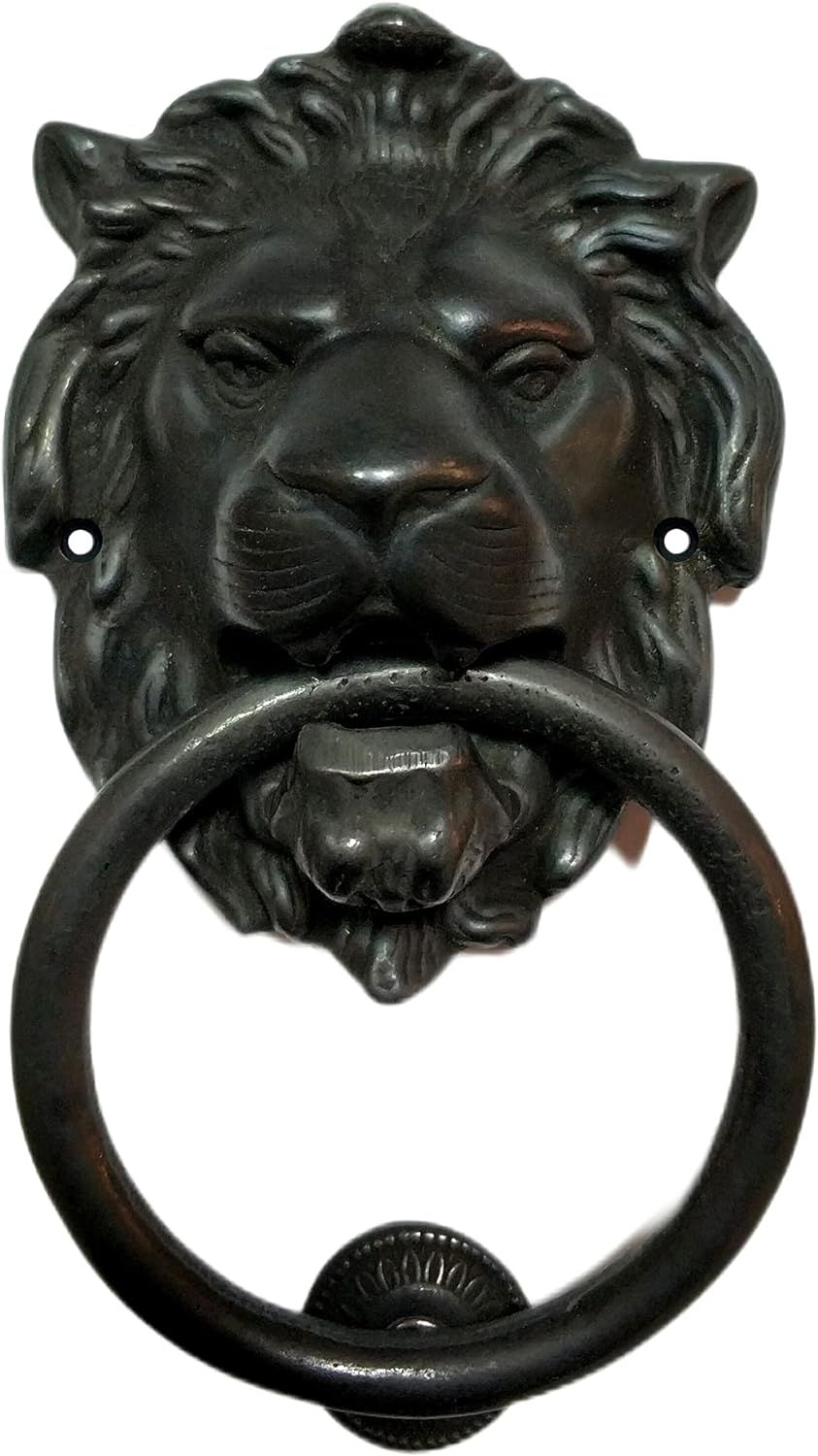 Qparts Regency Lions Head Door Knocker,Solid Brass,H:7 inch,Black,Oxide Finish | Amazon (US)