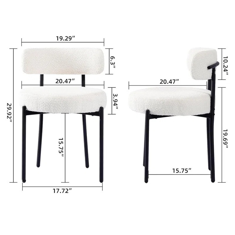 Modern Accent Chair, Upholstered Dining Chairs Set Of 4, Short Plush Fabric, Armless Dining Chair... | Wayfair North America