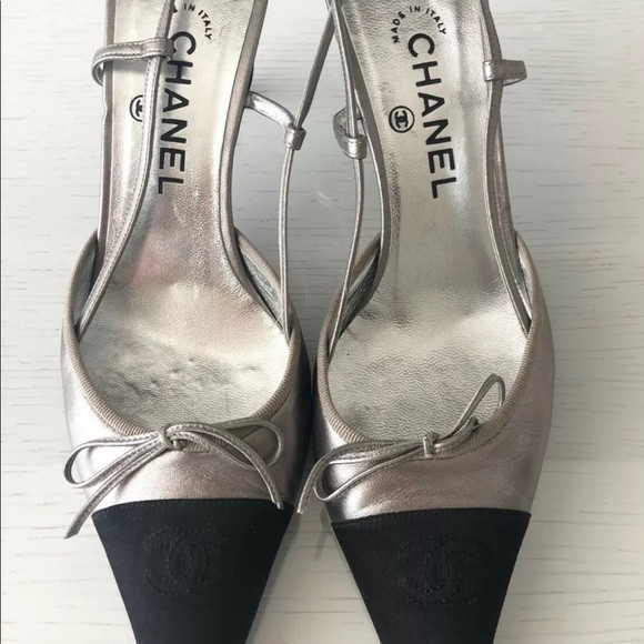 GUARANTEED AUTHENTIC CHANEL KITTEN HEEL SLINGBACKS | Poshmark