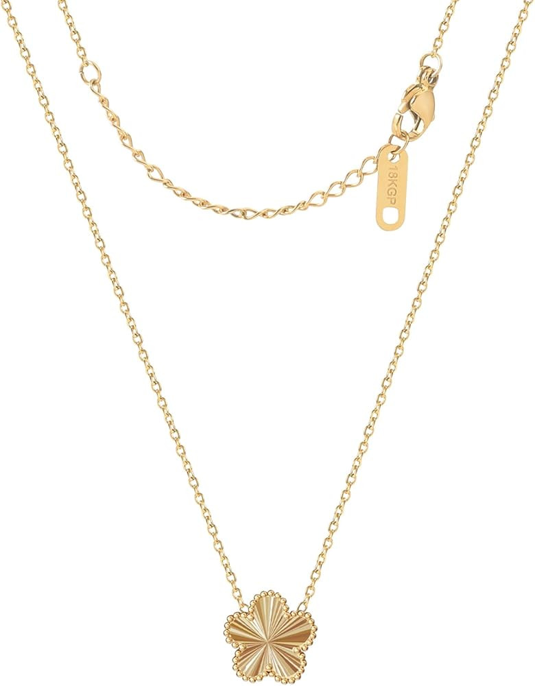 18K Gold Plated Clover Necklace for Women Four Leaf Clover Necklace Flower Lucky Double Sided Pen... | Amazon (US)