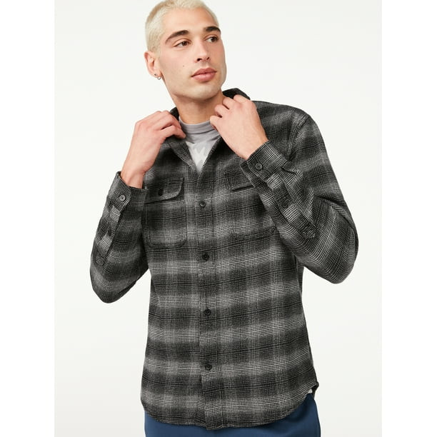 Free Assembly Men's Two-Pocket Flannel Shirt - Walmart.com | Walmart (US)