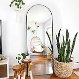 MIRUO Arched Full Length Mirror, 65" x 22" Aluminum Alloy Frame Floor Mirror with Stand, Large Bedro | Amazon (US)
