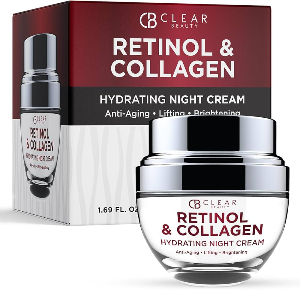 Clear Beauty Collagen & Retinol Night Cream - Firms, Hydrates & Smooths Fine Lines - Face Moistur... | Amazon (US)