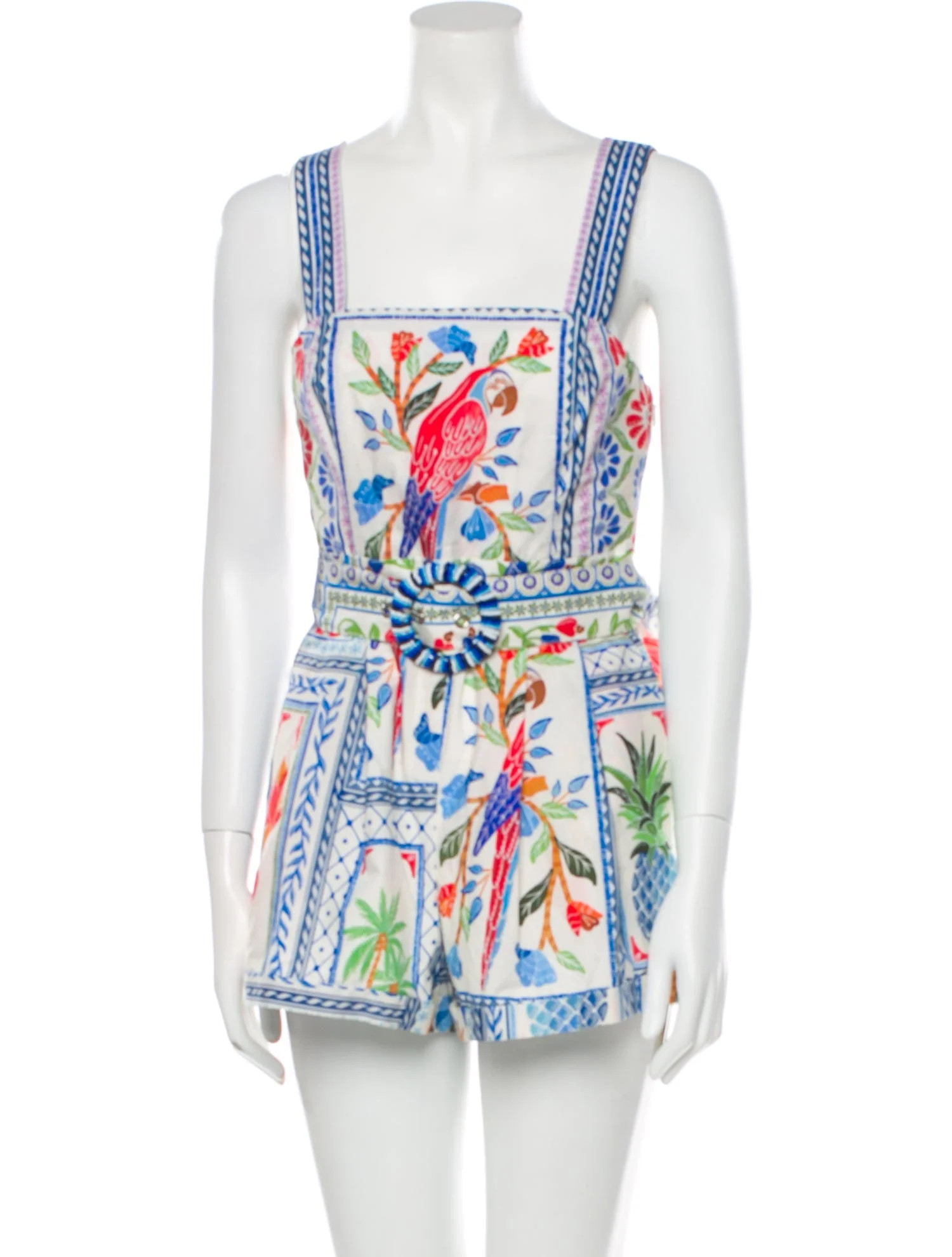 Printed Square Neckline Romper w/ Tags | The RealReal