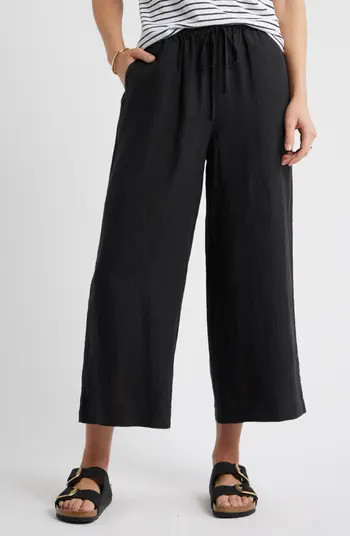 Caslon\u00ae Wide Leg Crop Linen Pants | Nordstrom | Nordstrom