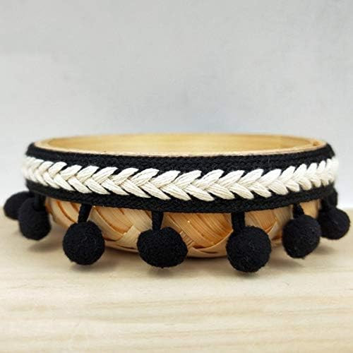 Yalulu 5 Yards Embroidered Trim Ribbon Pompom Trim Fringe Ribbon Pom Pom Crafts Lace DIY Sewing Acce | Amazon (US)