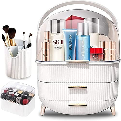 Makeup Organizer, BIRDBELL Cosmetic Display Cases with Brush and Lipstick Organizer, Dust Water P... | Amazon (US)
