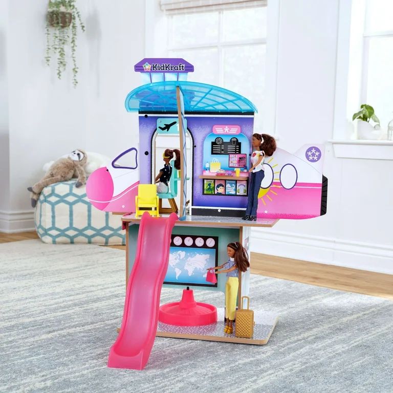 KidKraft Luxe Life 2-in-1 Wooden Airport and Jet Plane Doll Play Set with Over 15 Accessories | Walmart (US)