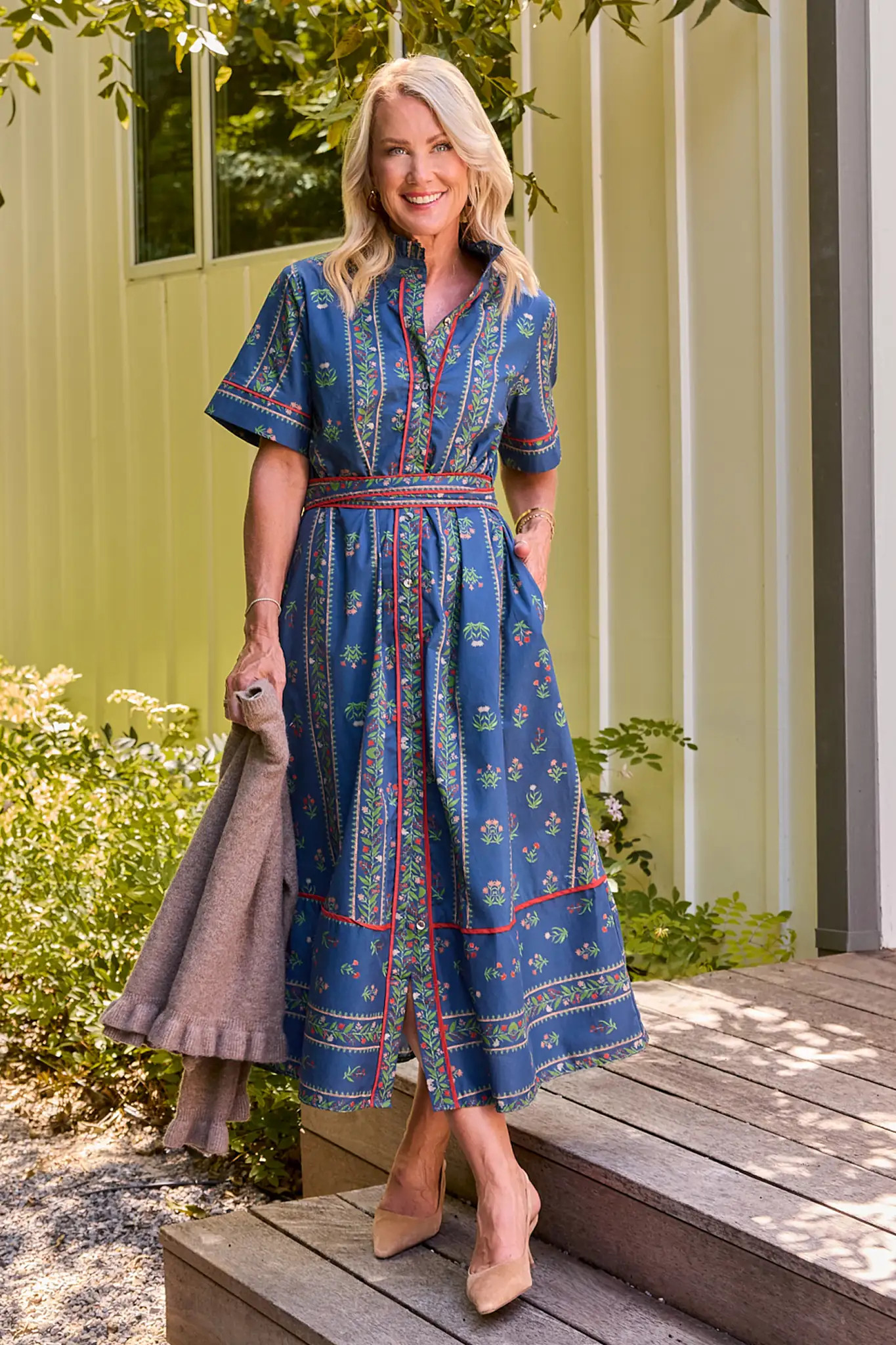 Delphine Navy Printed Midi Dress | Avara