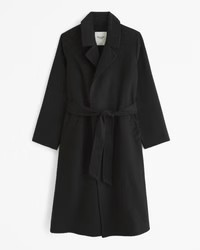 Double-Cloth Belted Wool-Blend Coat | Abercrombie & Fitch (US)