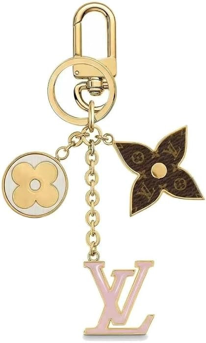 Letter Keychain for Women, Pink Enamel Initial Key Ring, Flower Bag Charm for Purse Car Keys | Amazon (US)