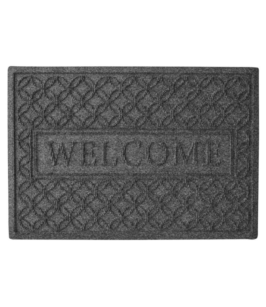 Heavyweight Recycled Waterhog Doormat, Locked Circles, Welcome Medium Gray Large L.L.Bean | L.L. Bean