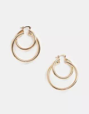 ASOS DESIGN hoop earrings in double loop design in gold tone | ASOS US