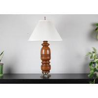 Mid-Century Wood Table Lamp/Wooden With Fish Brass Base Light Vintage Home Decoration | Etsy (US)