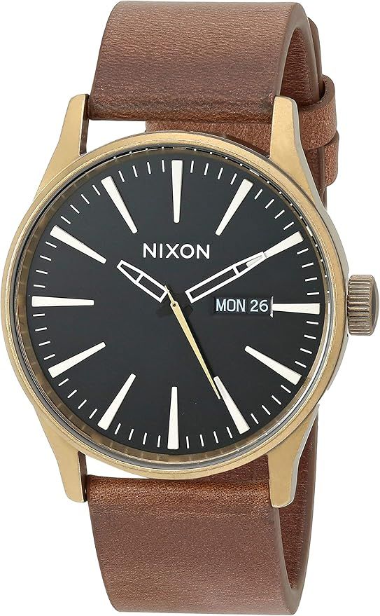 Nixon Men's A105 Sentry 42mm Stainless Steel Leather Quartz Movement Watch | Amazon (US)