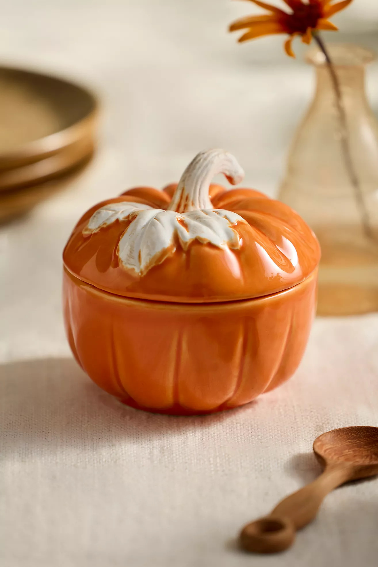 Pumpkin Ceramic Lidded Bowl | Anthropologie (US)
