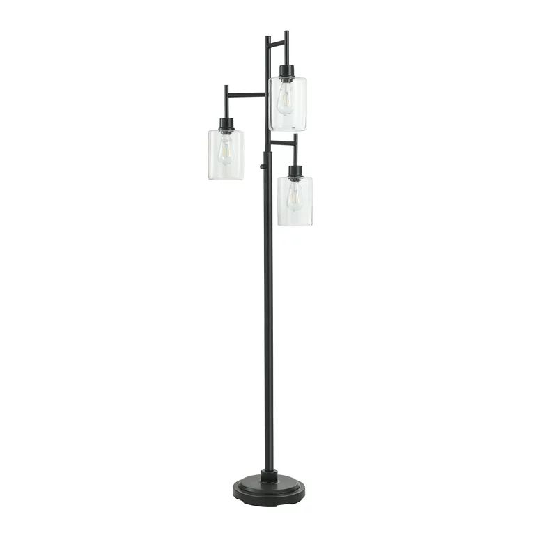 Better Homes & Gardens Black 3-Tier Floor Lamp with Glass Shades, 15.5" x 10" x 63.5", Contempora... | Walmart (US)