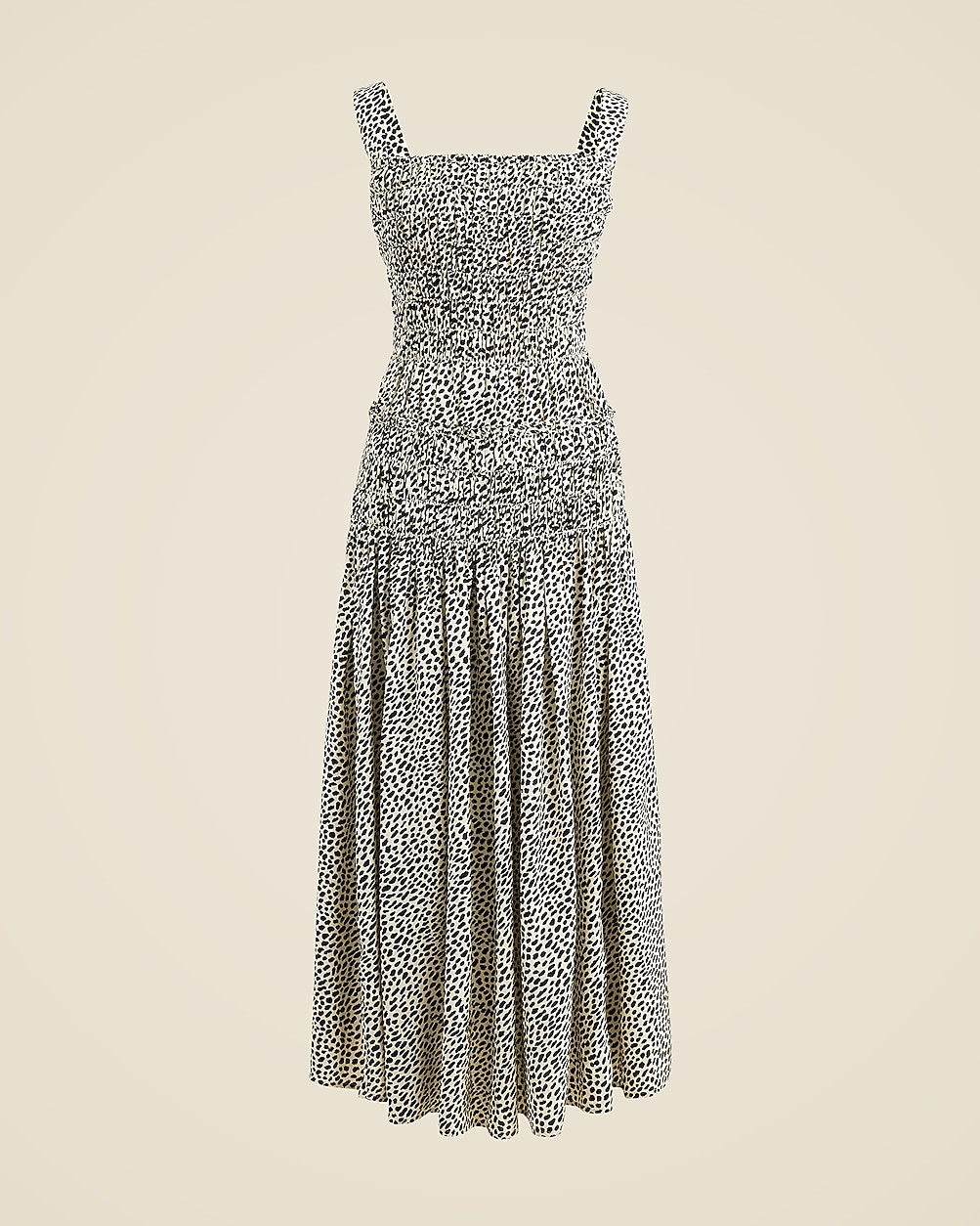 Smocked midi dress in spot print | J. Crew US