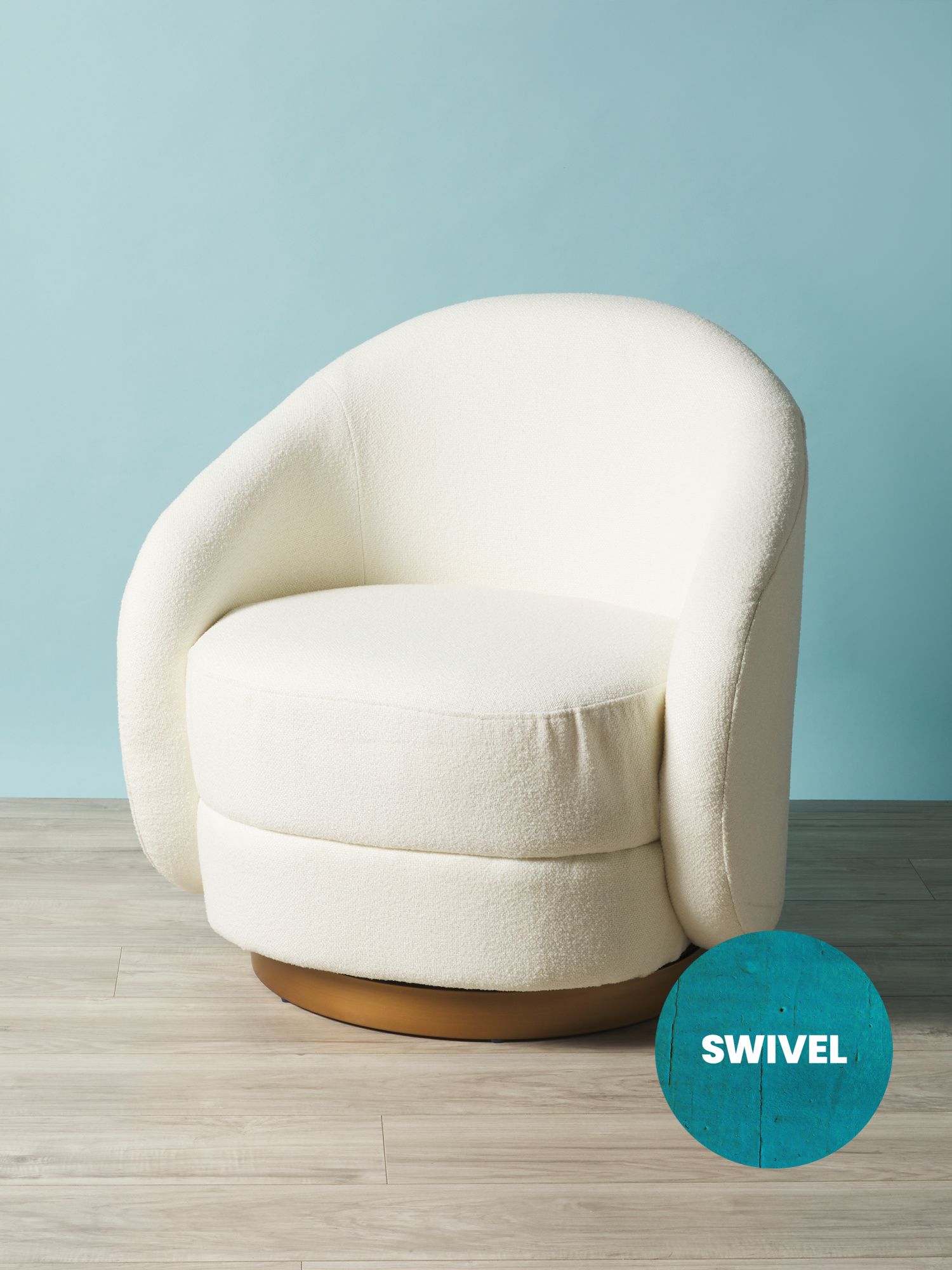 32in Boucle Swivel Curved Back Chair | Q2 Boost | HomeGoods | HomeGoods