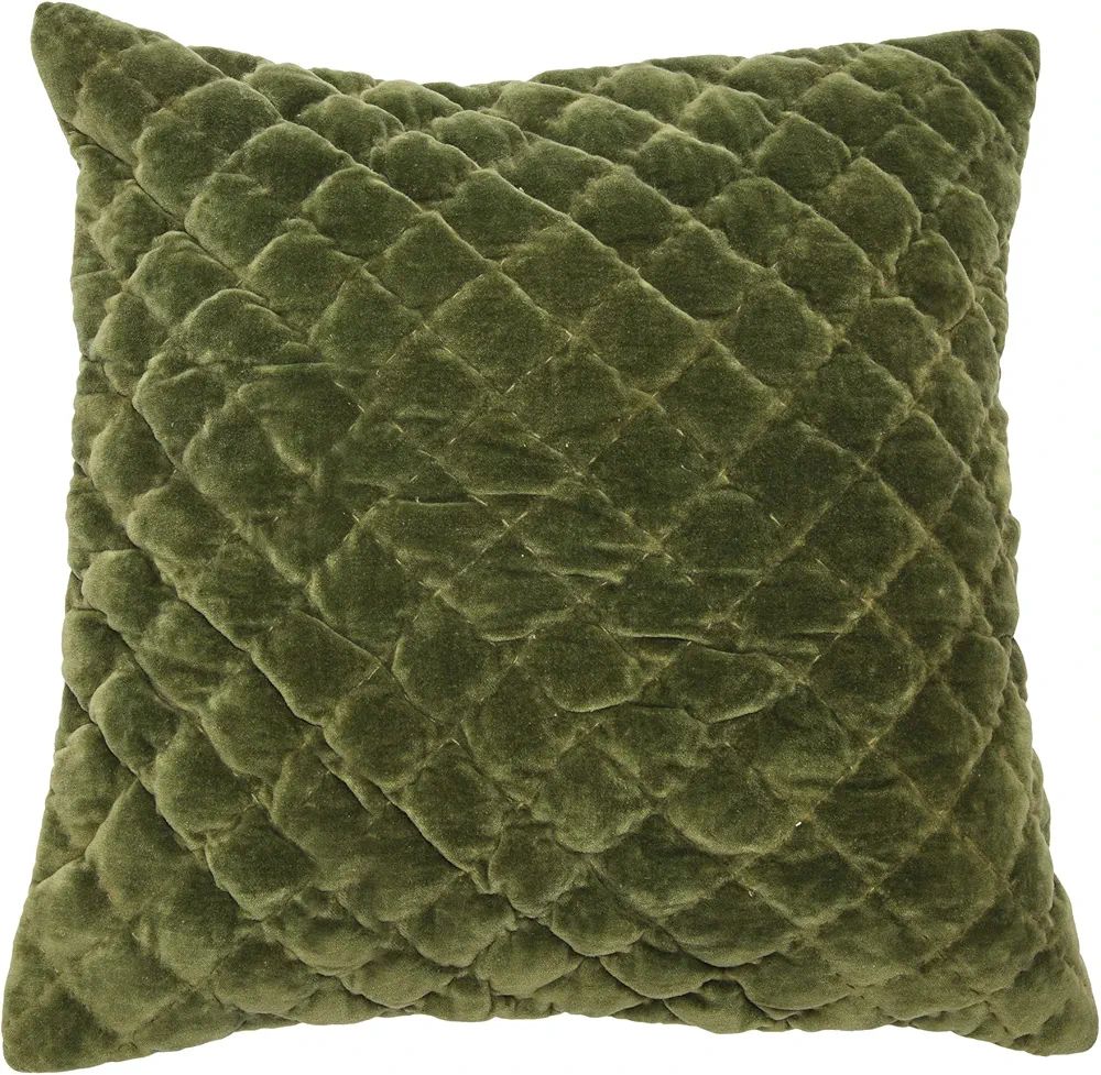 Creative Co-Op 20" Square Quilted Velvet Pillow Decorative Pillow Cover, 20" x 20", Forest Green | Amazon (US)