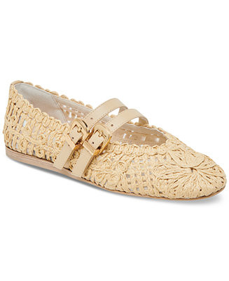 Women's Baylee Sunflower Wide Width Woven Double Buckle Mary Jane Flats | Macy's