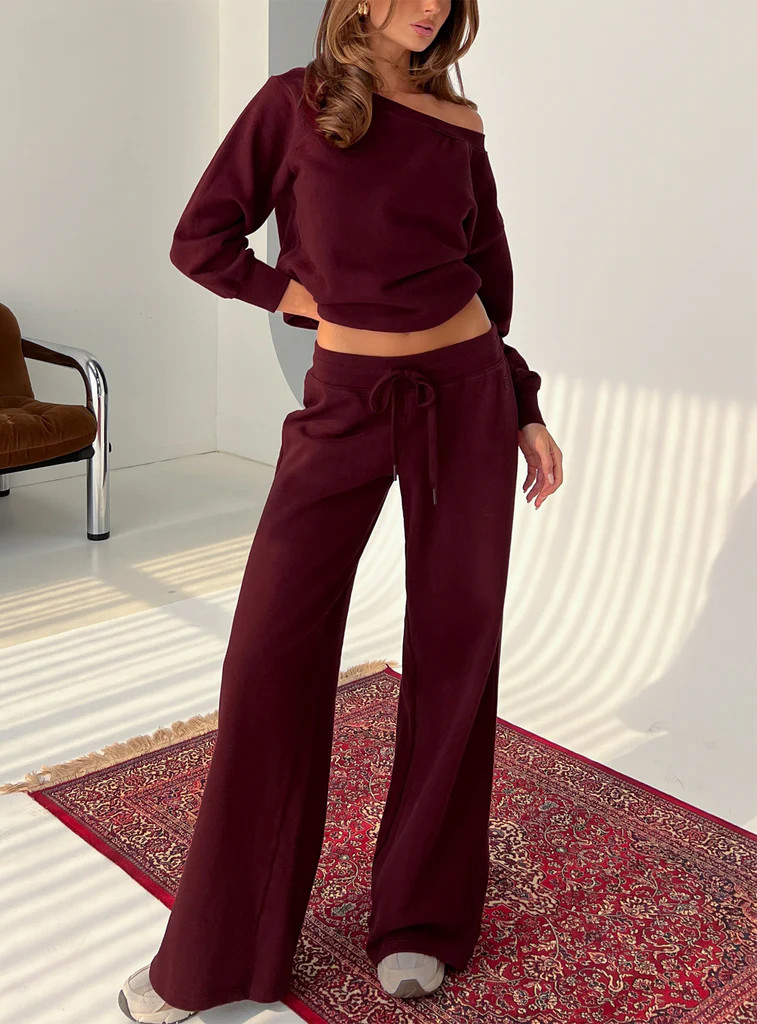 Dodie Wide Leg Pants Washed Currant | Princess Polly US