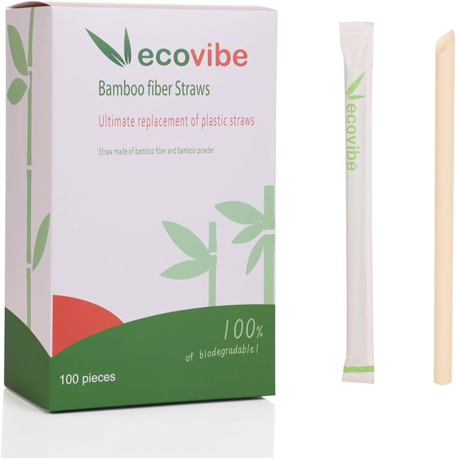 Ecovibe Straws Bamboo Straws Milkshake Straws Bamboo Straws Disposable Compostable Disposable St... | Amazon (US)