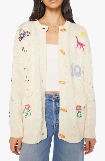MOTHER The Long Drop Embroidered Cardigan in Out There at Nordstrom Rack, Size Large | Nordstrom Rack