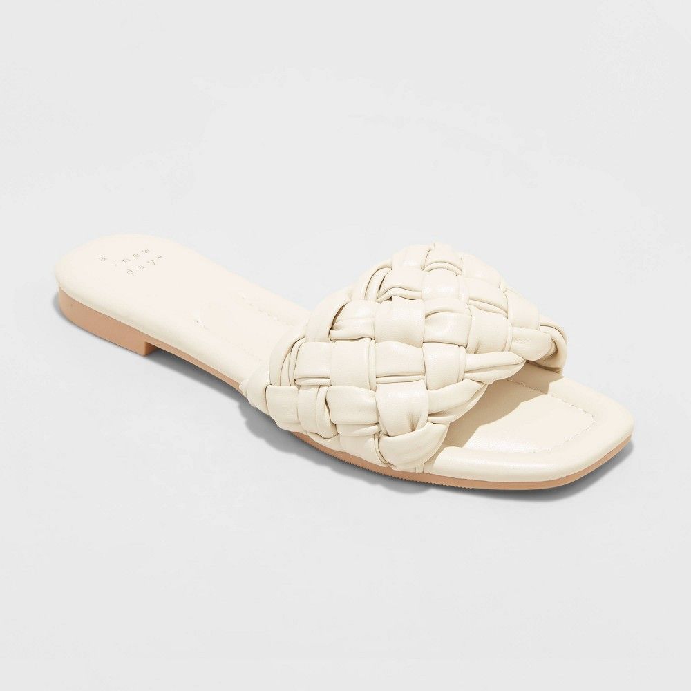 Women's Carissa Slide Sandals - A New Day Off-White 9 | Target
