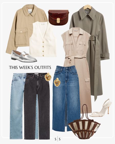 This week’s outfits: a preview of all I’ll be styling the last week in April and first week in May. View the entire calendar on thesarahstories.com ✨

Olive trench, jumpsuit, denim skirt, vest, Summer tote, metallic loafers,strap sandals 


#LTKstyletip