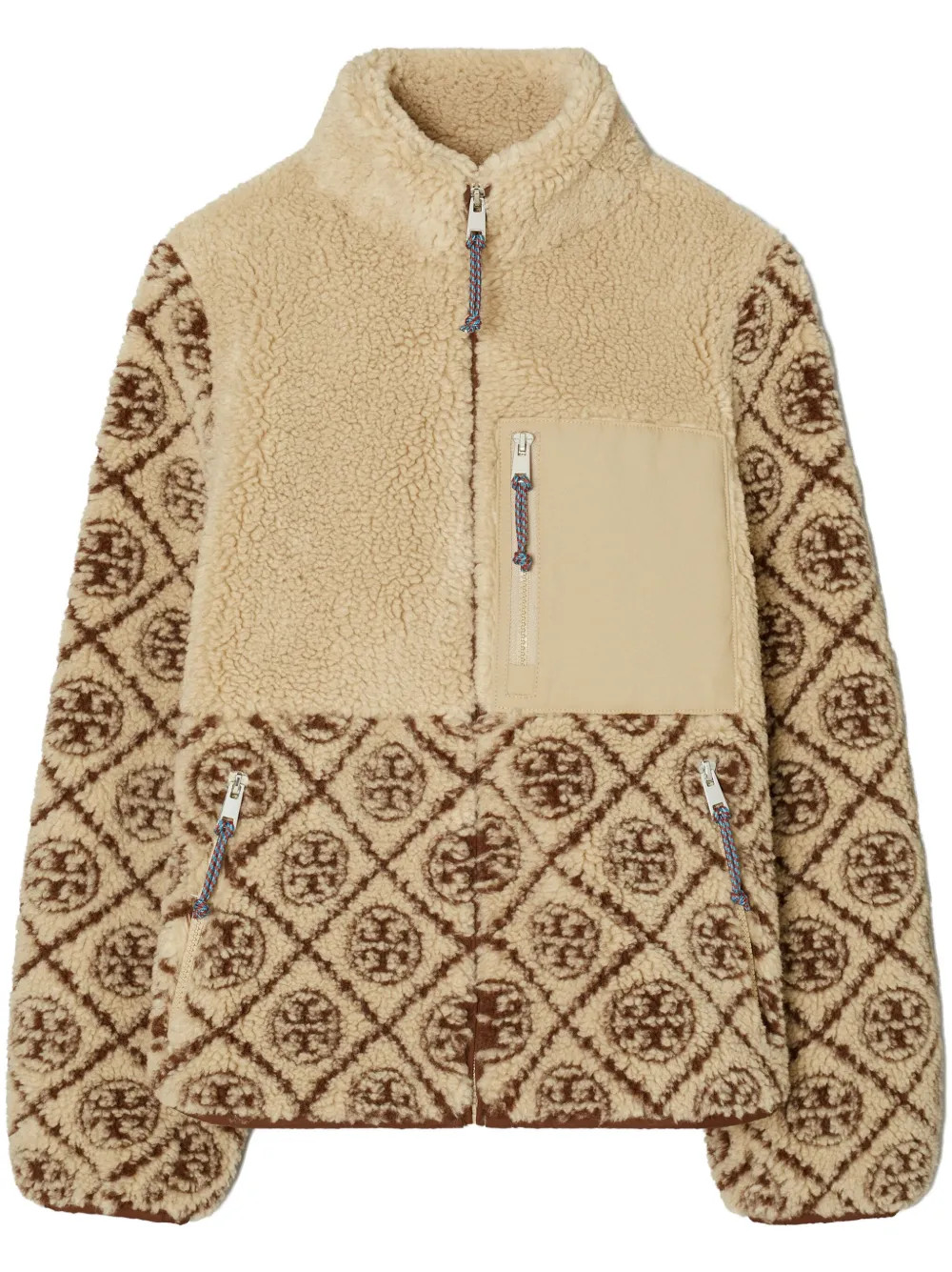 Tory Burch T Monogram fleece jacket - Neutrals | Farfetch Global