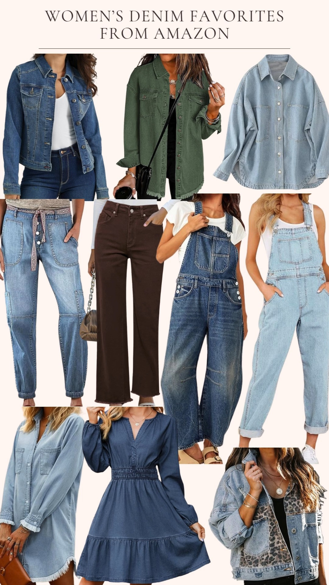  
I love getting new denim for fall. I want these brown jeans 🤩. 

These overalls look comfy too. This green tinted denim shirt jacket is the perfect layer  
 

#LTKOver40 #LTKFindsUnder50