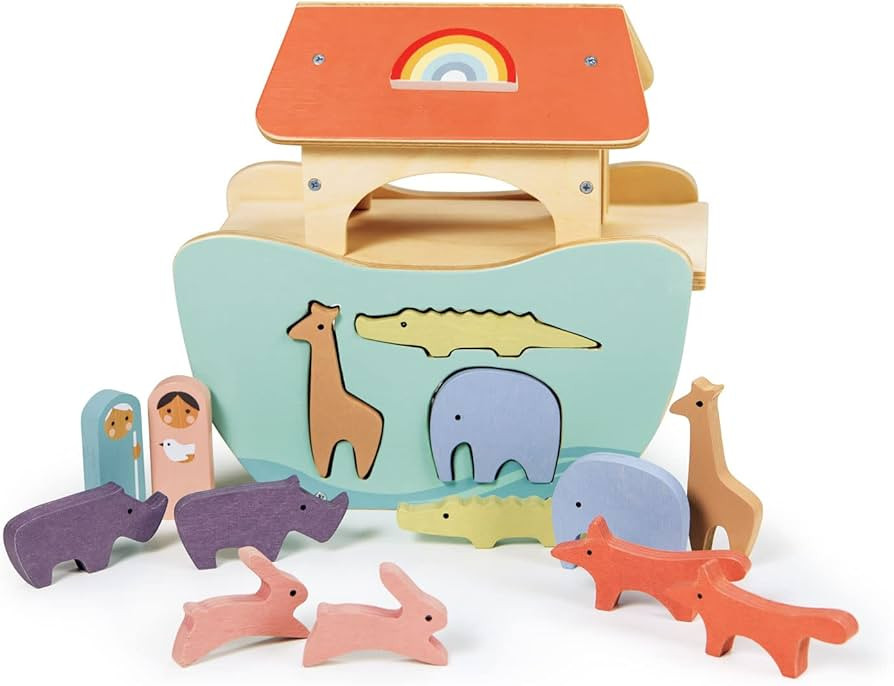 Tender Leaf Toys - Little Noah’s Ark - Wooden Animal Shape Sorting Toy - Compact and Made for L... | Amazon (US)