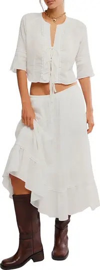 Bright Side Tie Front Crop Top & Midi Skirt Set | Nordstrom