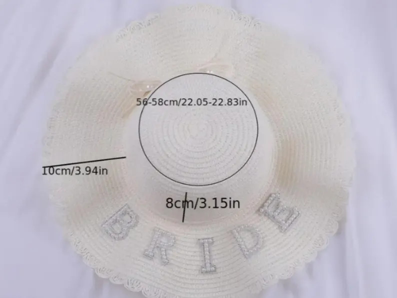 Bride Straw Sun Hat Bachelorette Party Beach Wedding Bridal Shower Gift Honeymoon Accessory Bride... | Etsy (US)