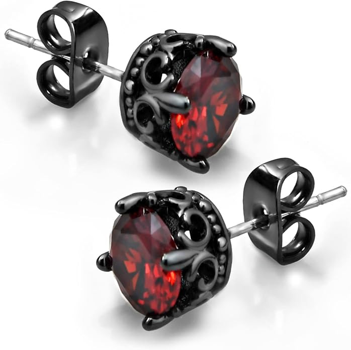 Retro Dark Shadow Stud Earrings, Hypoallergenic Stainless Steel Cubic Zirconia Earrings | Amazon (US)