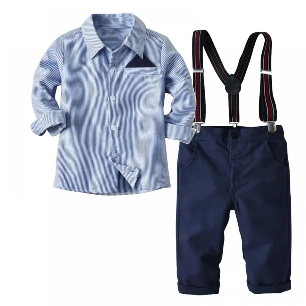 Baby Boys Clothes Set, Dress Shirt with Bowtie + Suspender Pants, 12Months - 7 Years - Walmart.co... | Walmart (US)