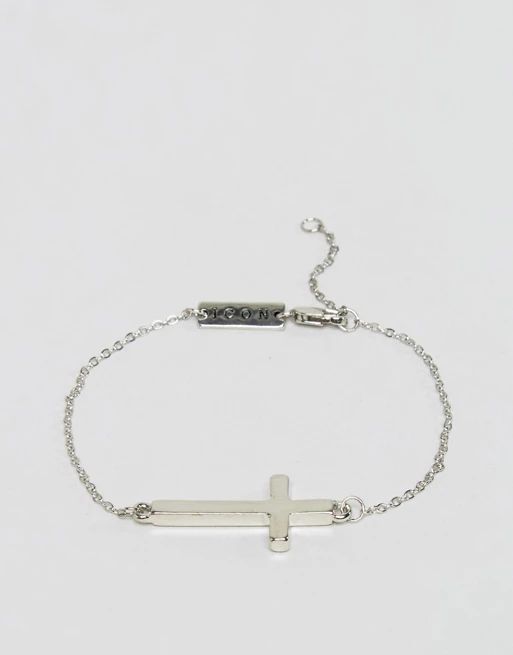 Icon Brand – Silbernes Kettenarmband mit Kreuz | Asos DE