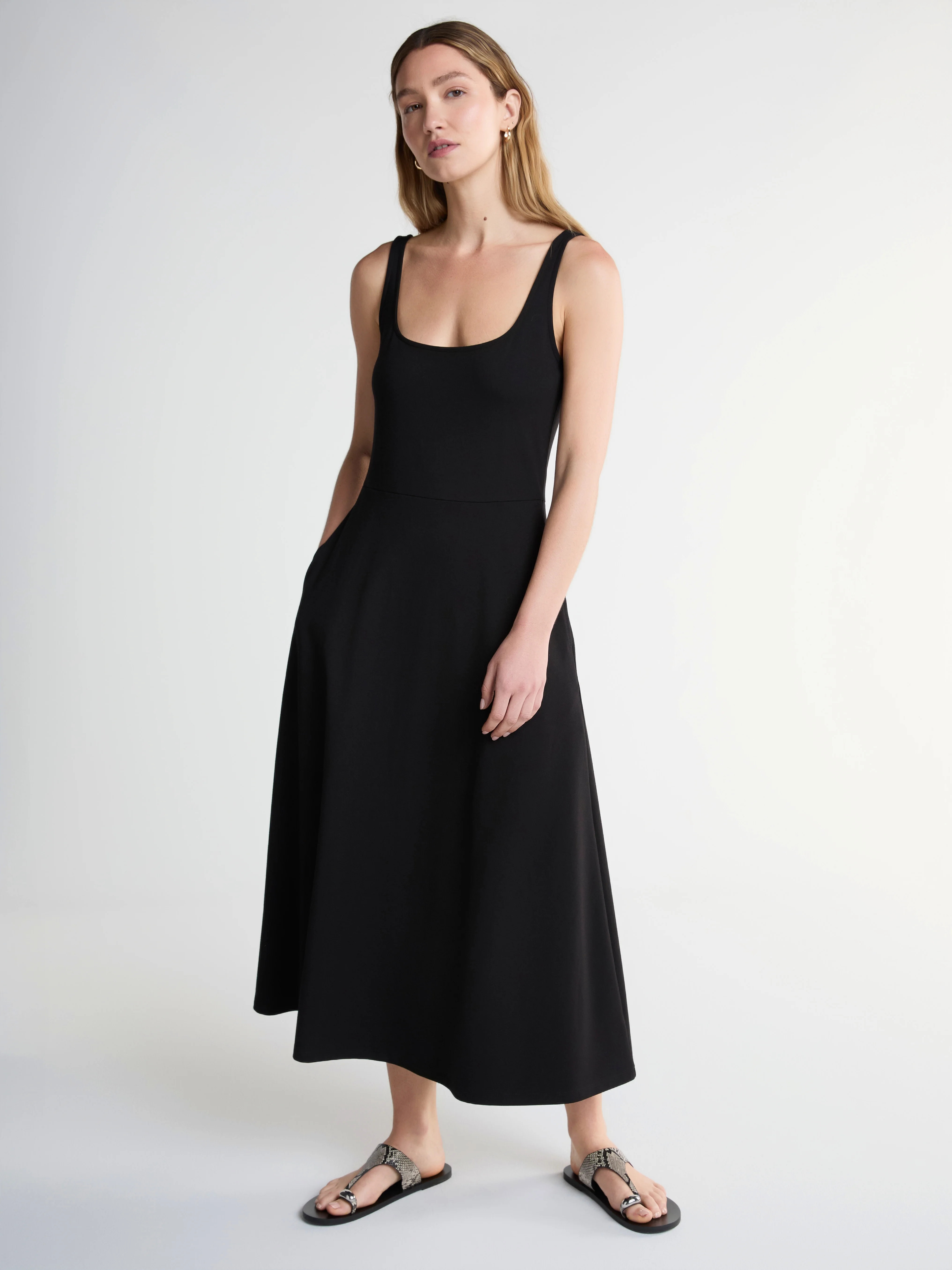 Scoop Women’s Ponte Maxi Dress with Square Neck, Sizes XS-XXL | Walmart (US)