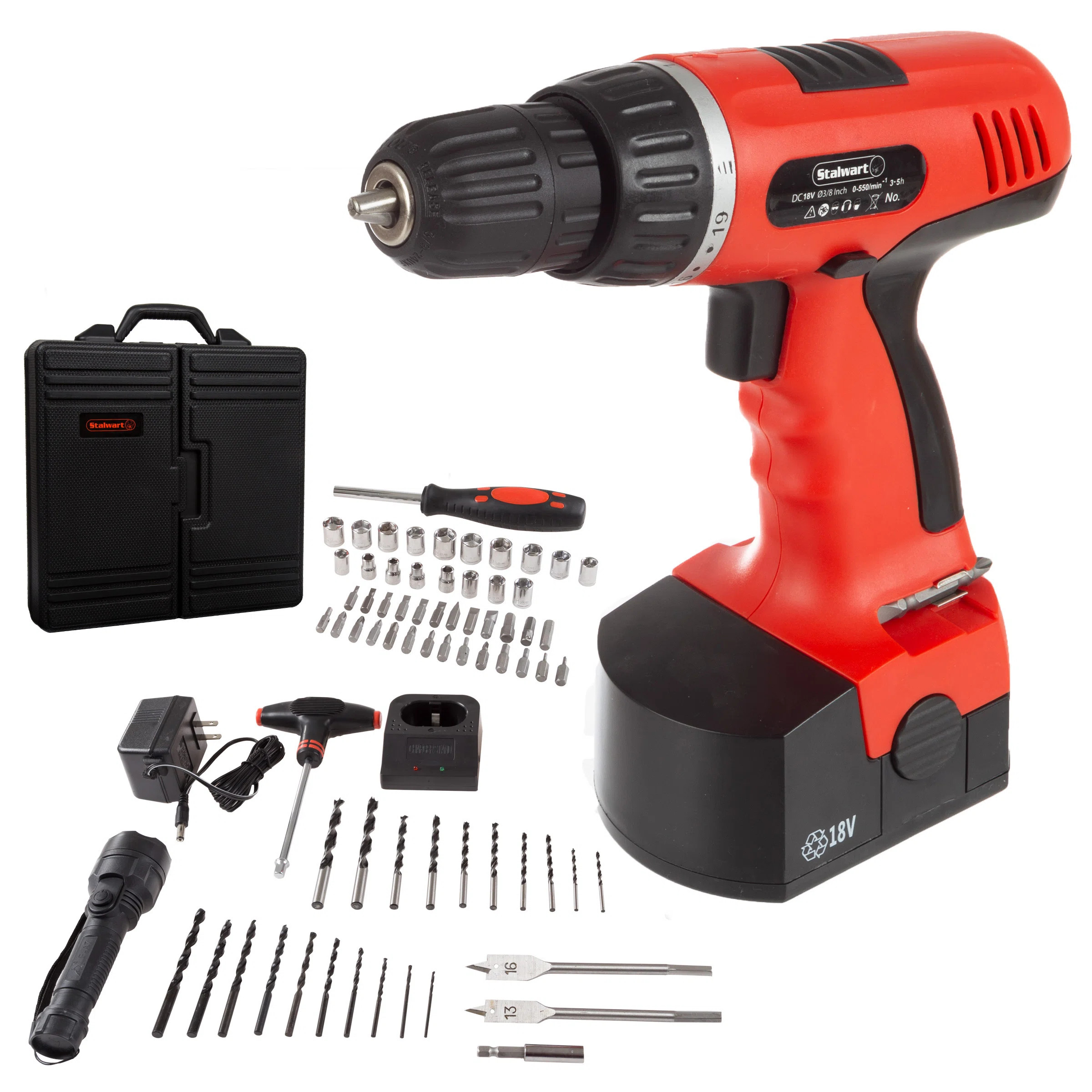 18V Cordless Drill Set - 78-Piece Tool Set with Drill Bits, Sockets, Driver Bits, Flashlight, Rec... | Wayfair North America