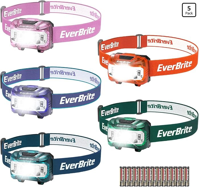 EverBrite Headlamp, 5 Pack Kids Headlamp with Red Light and Memory Function, Head Lamp for Adults... | Amazon (US)