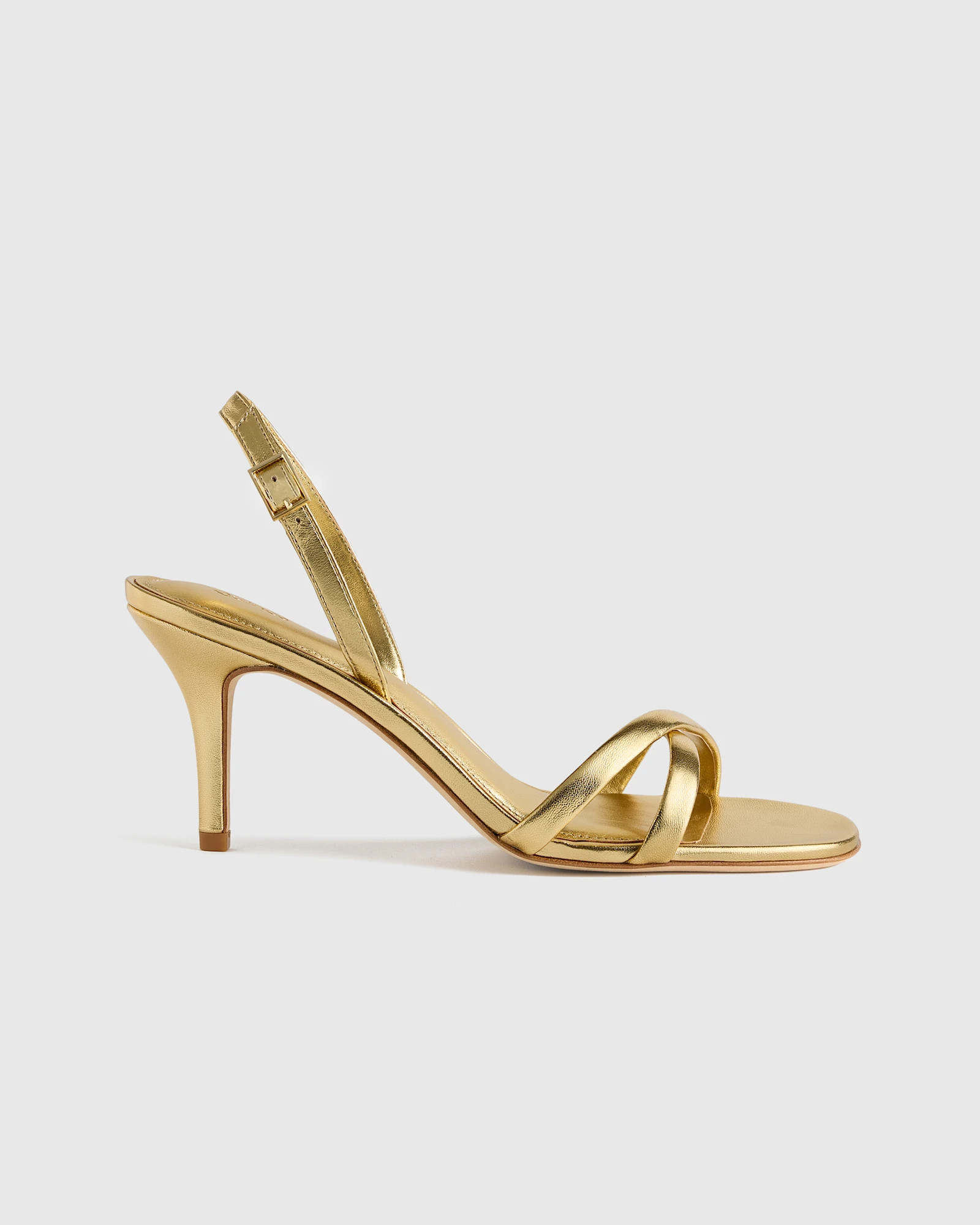 Quince | Women's Italian Leather 75mm Slingback Heeled Sandal in Bone, Size 8 | Quince