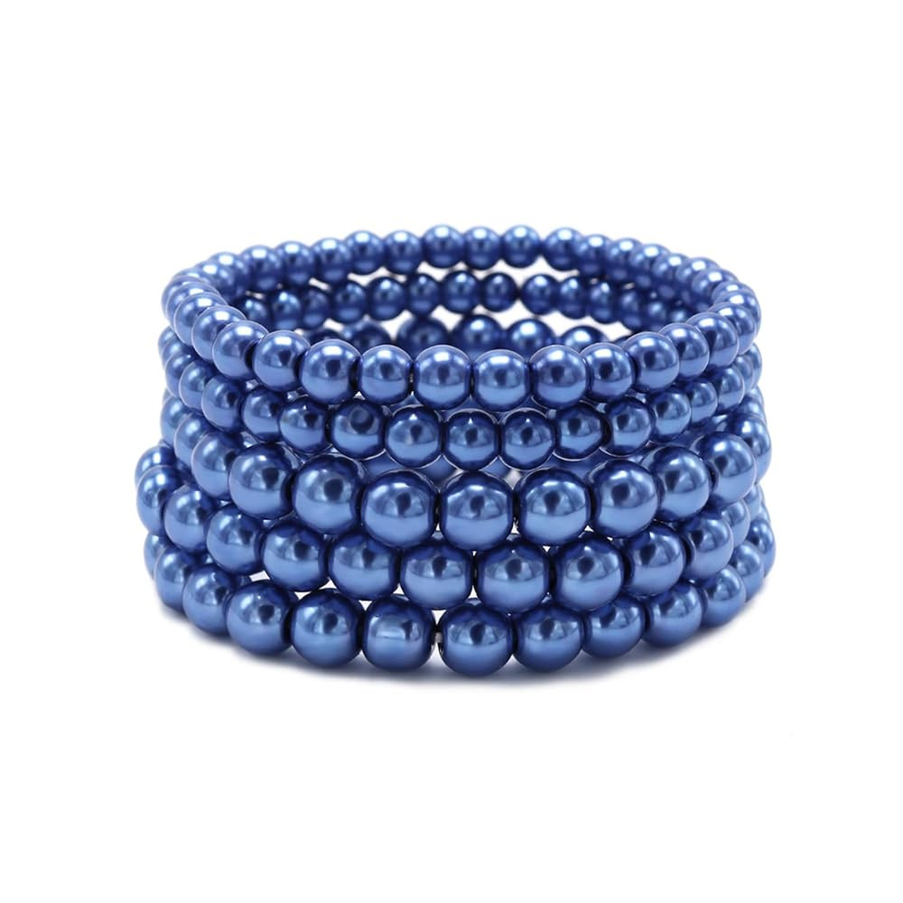 5 Pcs Faux Pearl Bracelet Set for Women Beaded Stretch Strand Bracelets for Bridesmaid,Bridal,Par... | Amazon (US)