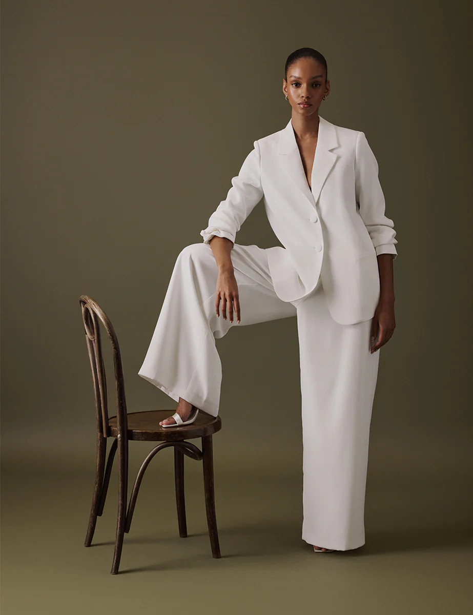 White Wide Leg Viera Bridal Trousers | Nobody's Child