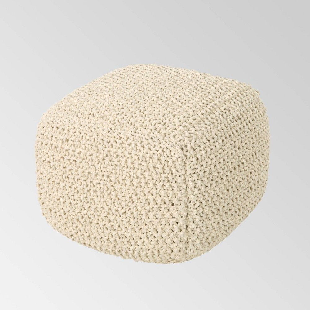 Elowski Knitted Pouf Beige - Christopher Knight Home | Target
