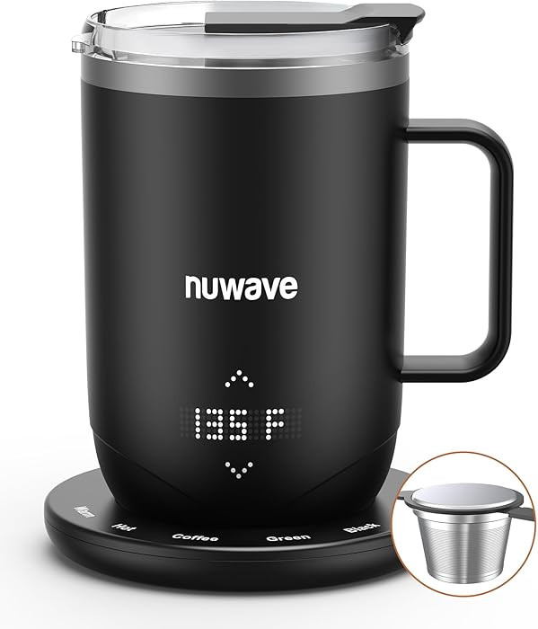 Nuwave Smart Heated Coffee Mug Rechargeable, 16oz Self Heating Temperature Control Mug with LED D... | Amazon (US)