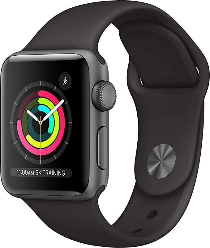 Apple Watch Series 3 (GPS, 38mm) - Space Gray Aluminum Case with Black Sport Band | Amazon (US)