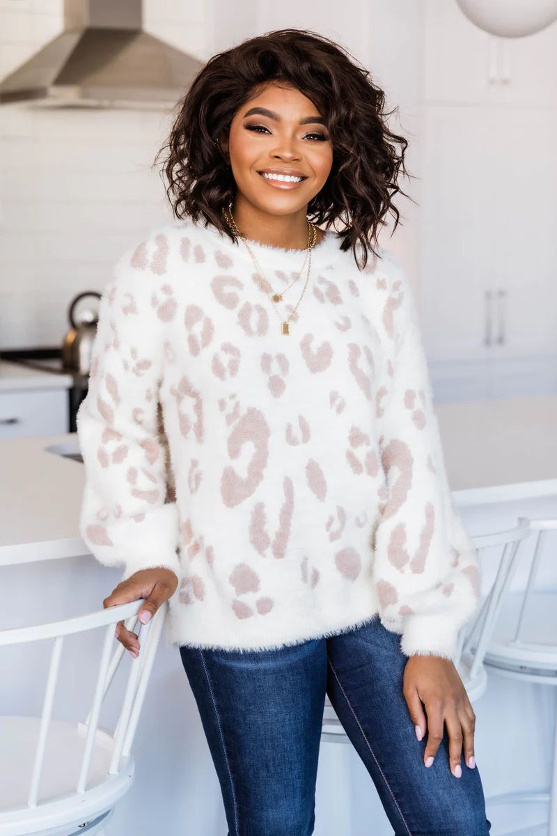 Flirtatious Smile Animal Print Pink Sweater | The Pink Lily Boutique