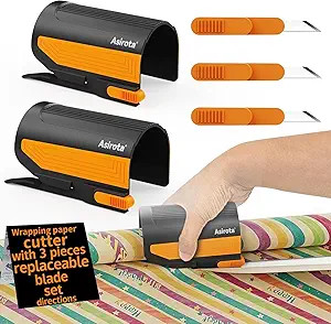 2 PC Christmas Gifts Wrapping Paper Cutter with 3 Replaced Blade, Adapt for Any Diameter Wrapping... | Amazon (US)
