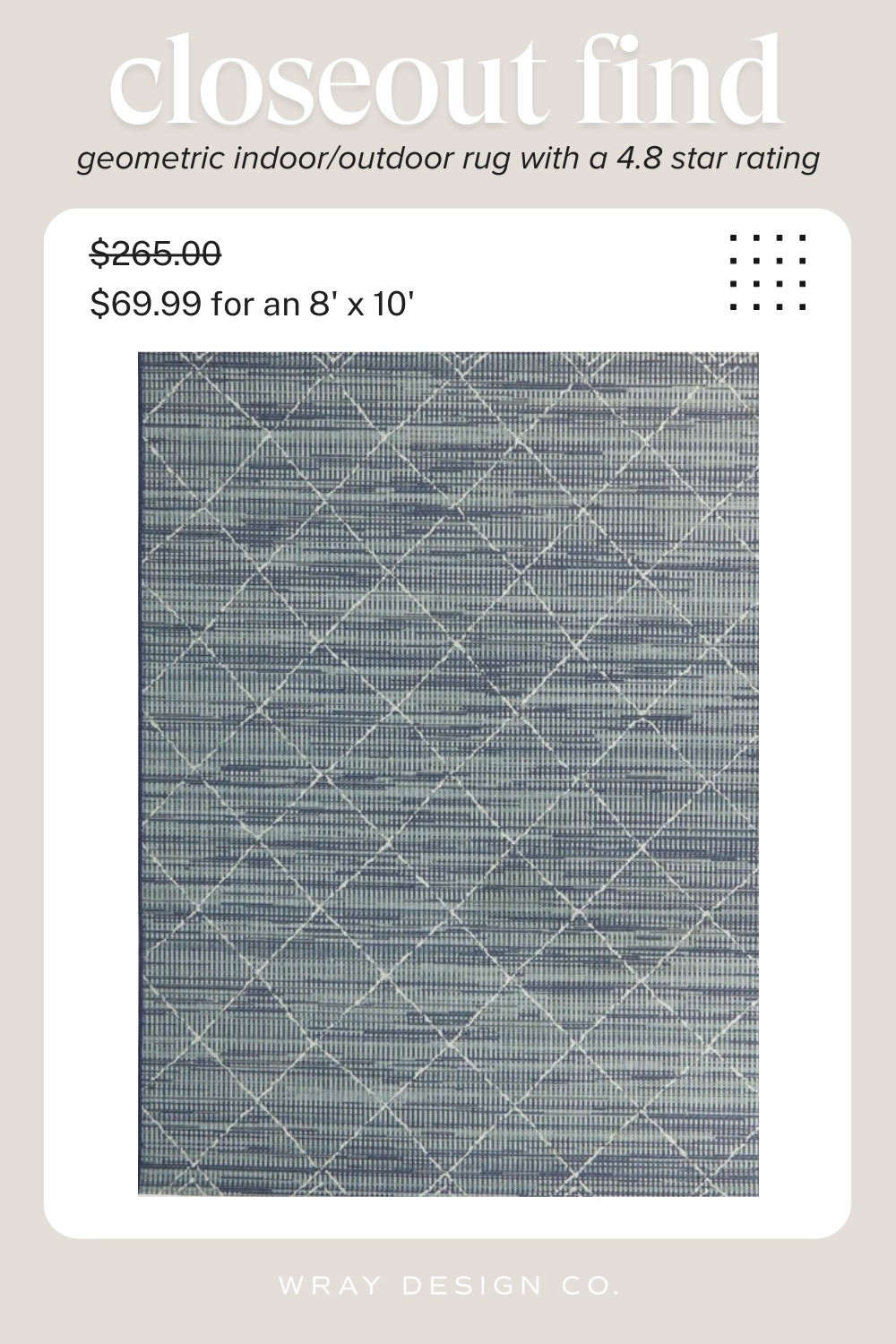 Too good not to share: a closeout deal on this outdoor rug at @Wayfair! An 8’ x 10’ for less than $100! Perfect if you’re looking to create a patio space with nautical or coastal vibes. I’m guessing this one will sell out soon, so snag it, friends!

#LTKSaleAlert #LTKSeasonal #LTKHome
